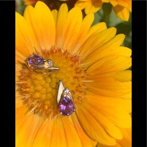 Purple garnet and diamond earrings Vintage 🌹💋